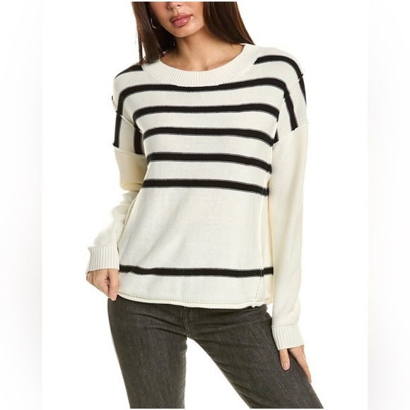 Lovestitch Medium Striped Sweater in Creamer/Black. NWOT Item# 8H - Picture 1 of 5